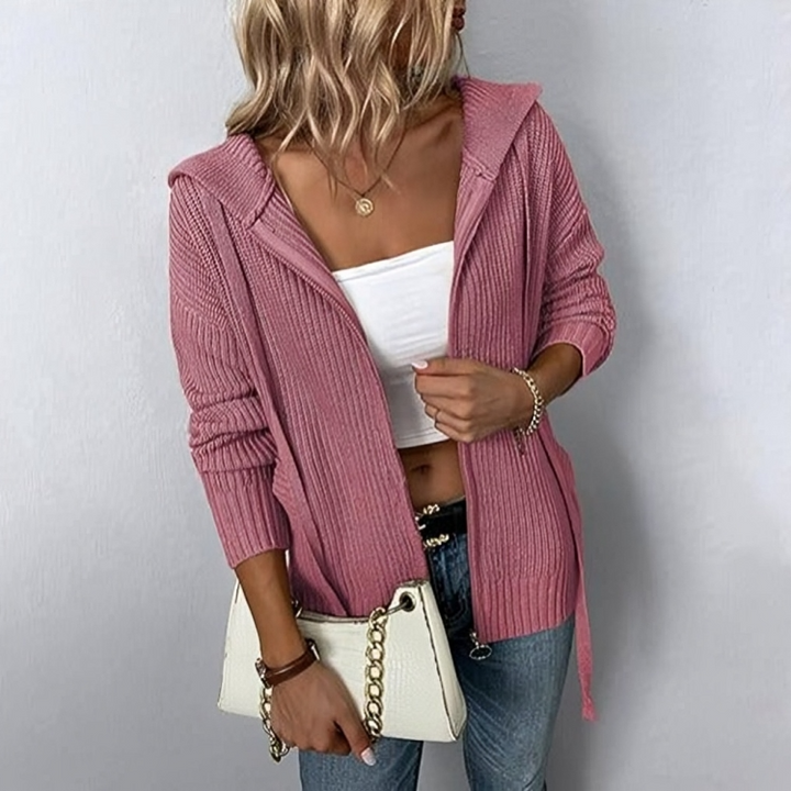 Mailen - Cardigan tricoté décontracté avec zip et capuche