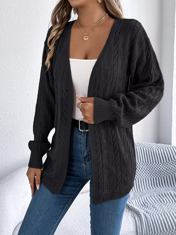 Marigold - Cardigan décontracté en maille torsadée ajourée ouvert