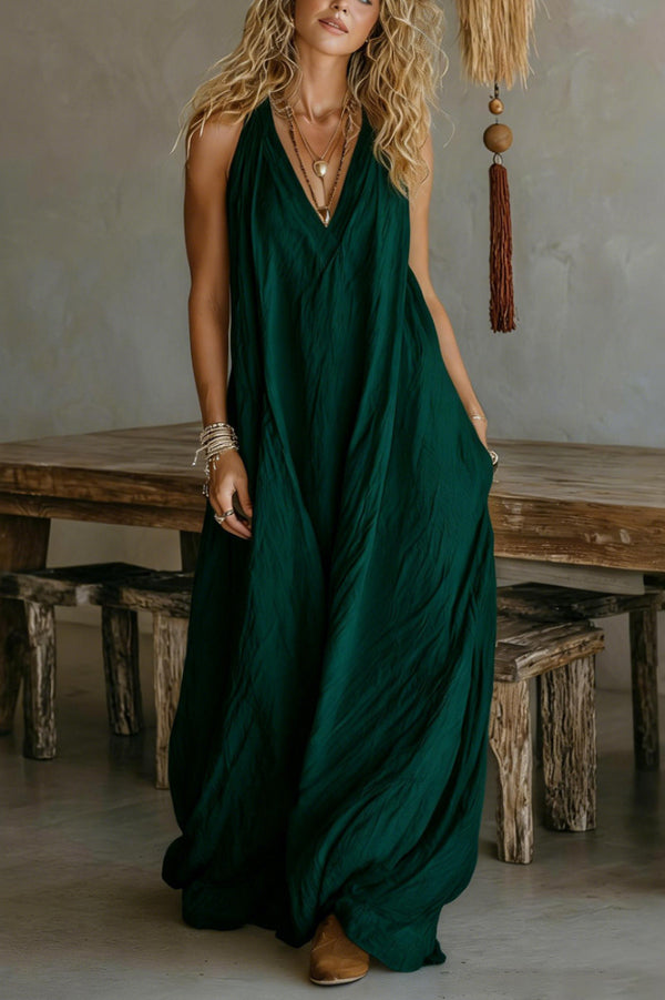 Lianna - Robe longue ample sans manches à col en V