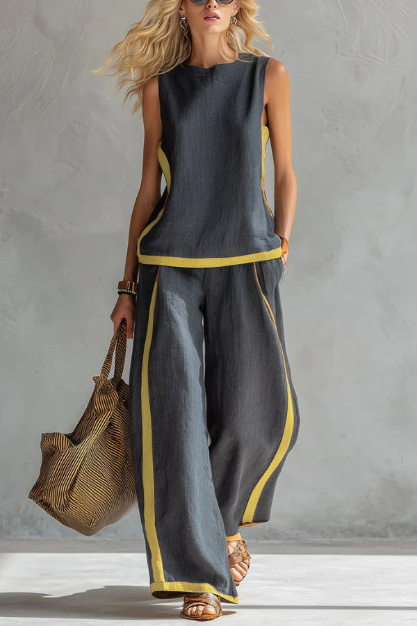 Aireen - Ensemble décontracté top sans manches ample et pantalon large
