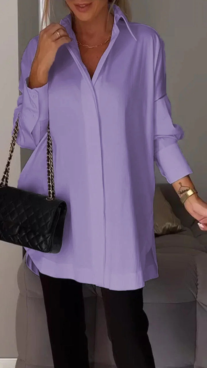 Helvia | Chemise élégante surdimensionnée à manches retroussées