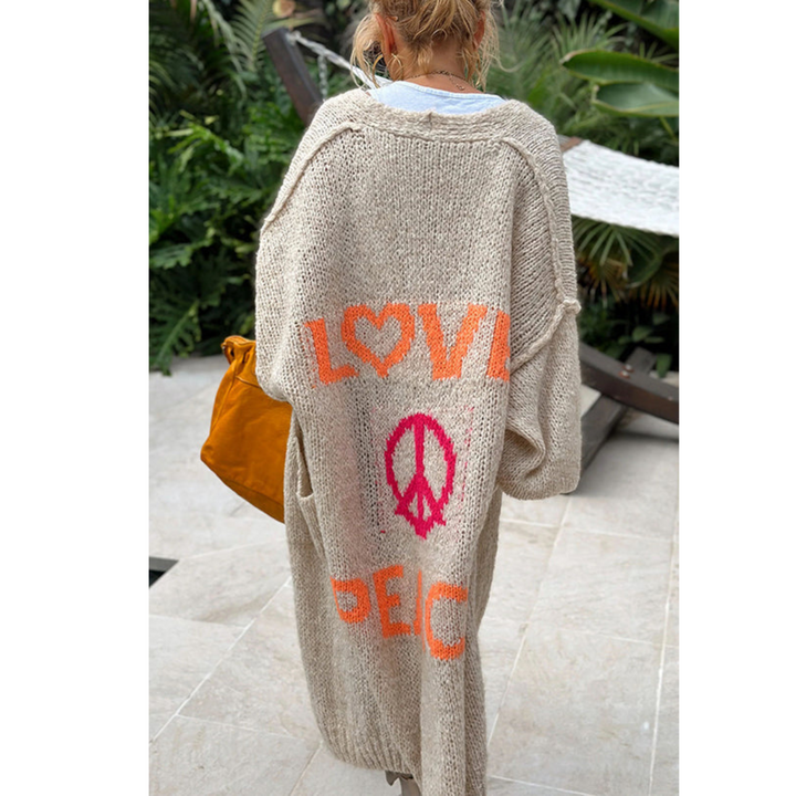 Karima | Jacquard Tricoté Long Cardigan Casual Sans Boutons Pour Femme