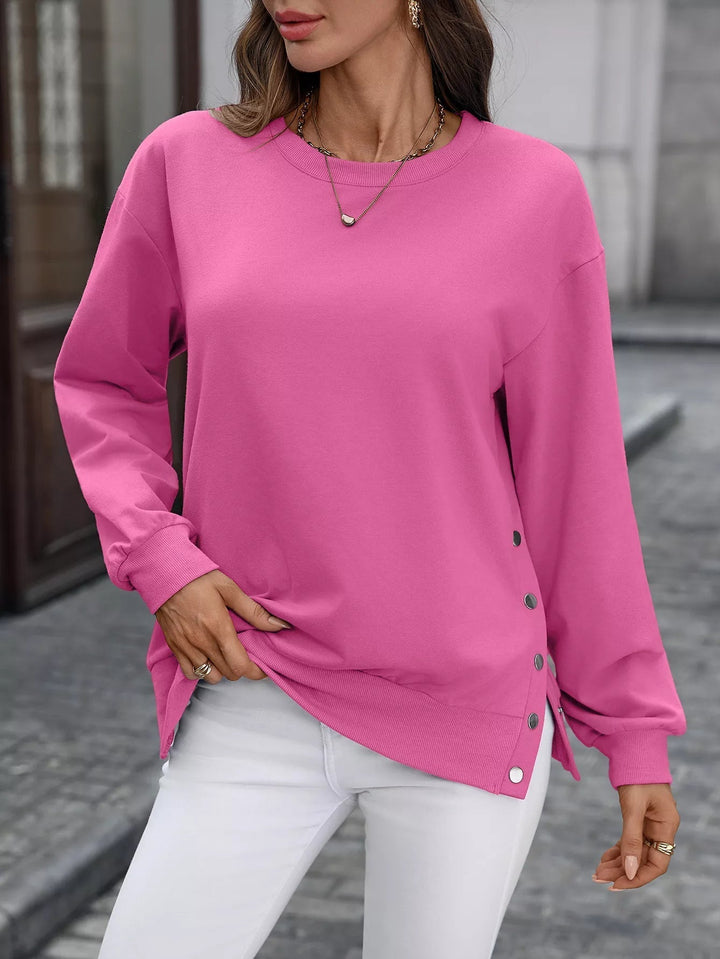 Zabina - Pull Ample Décontracté avec Boutons Latéraux