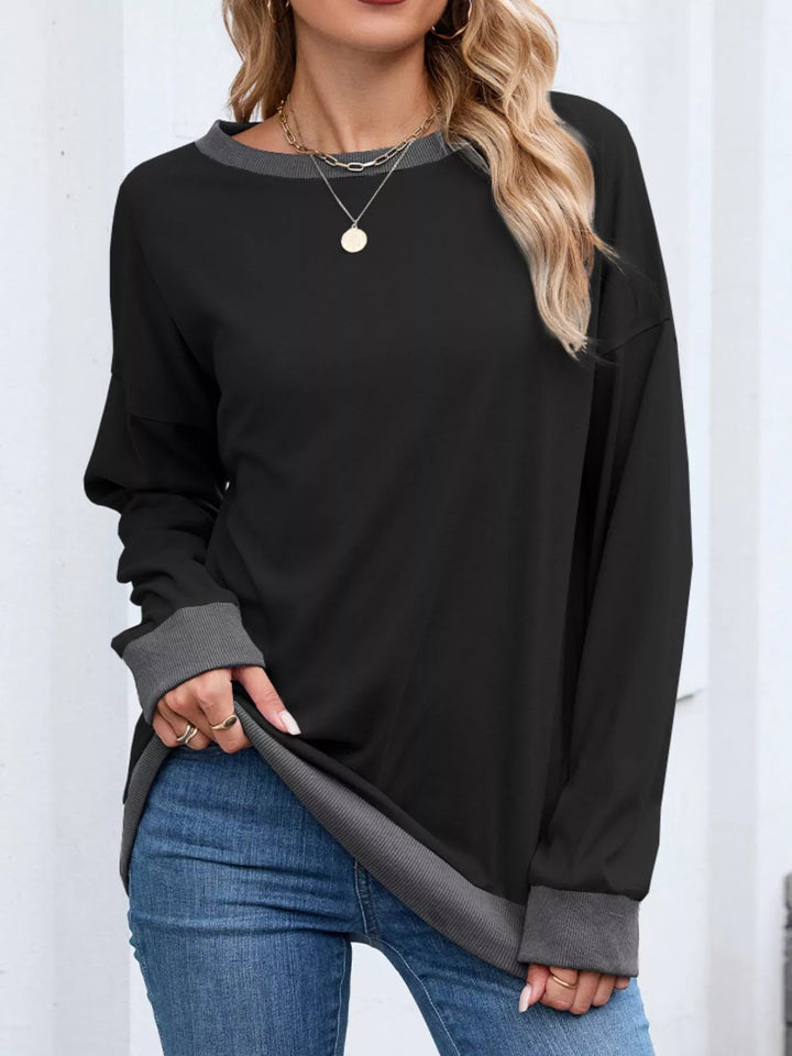 Danette - Sweat Décontracté à Manches Longues avec Finitions Contrastées