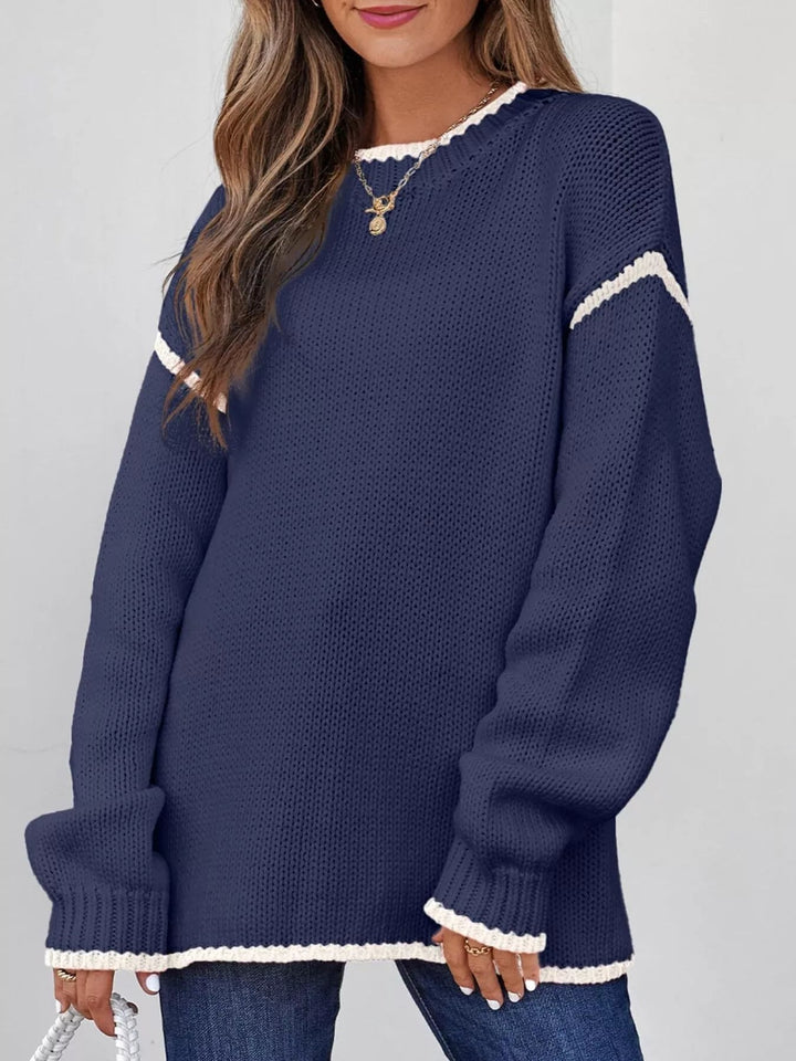 Cailin - Pull décontracté à manches longues avec finitions contrastées