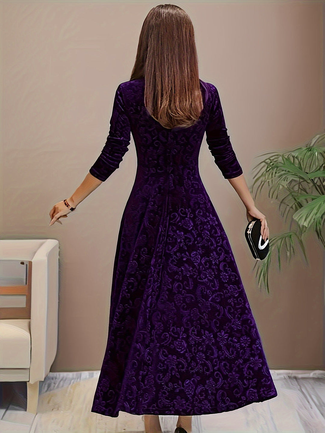 Hanna | Robe formelle en velours floral pour femmes