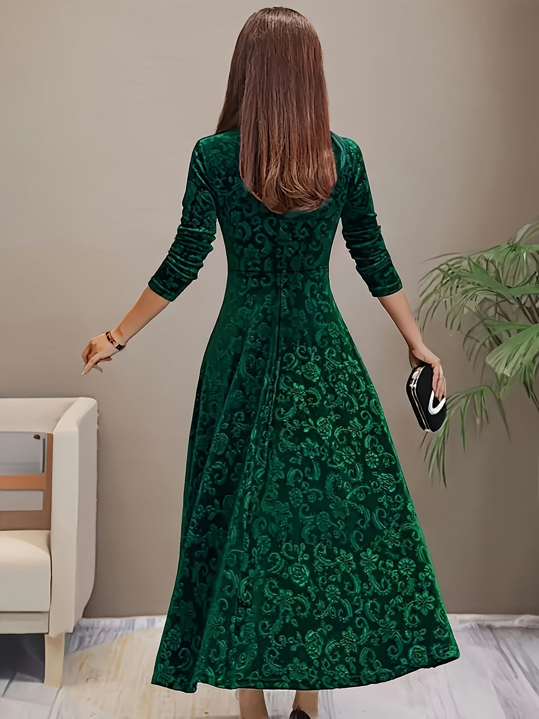 Hanna | Robe formelle en velours floral pour femmes