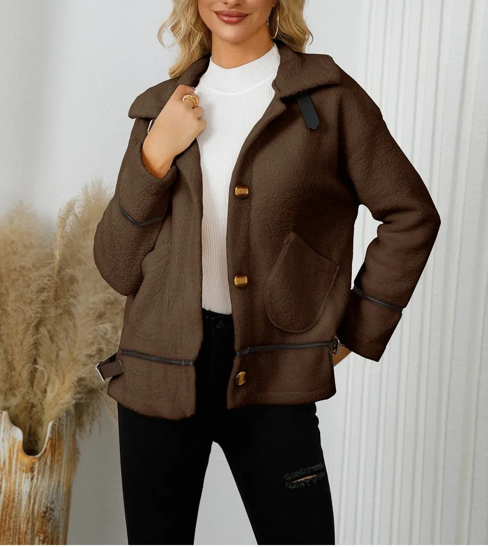 Xaira - Veste chaude ample boutonnée à col classique
