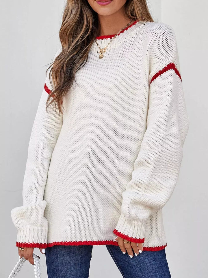 Cailin - Pull décontracté à manches longues avec finitions contrastées