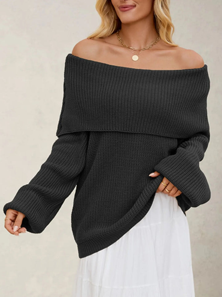 Xelaria - Pull élégant oversize à manches longues avec col