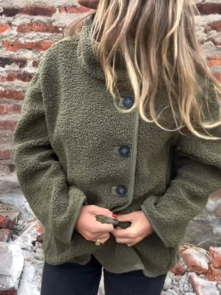 Darcey - Veste chaude en polaire oversize boutonnée à manches longues