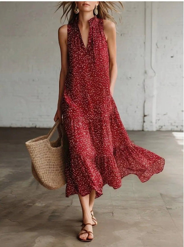 Lizzelle - Robe fluide sans manches à pois