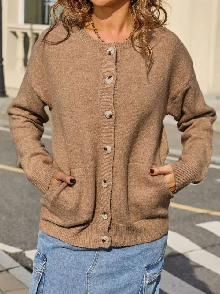 Elle - Cardigan décontracté en maille à boutons
