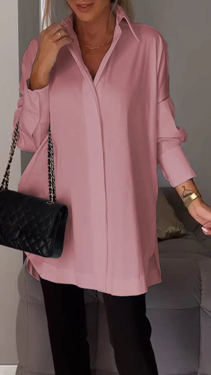 Helvia | Chemise élégante surdimensionnée à manches retroussées
