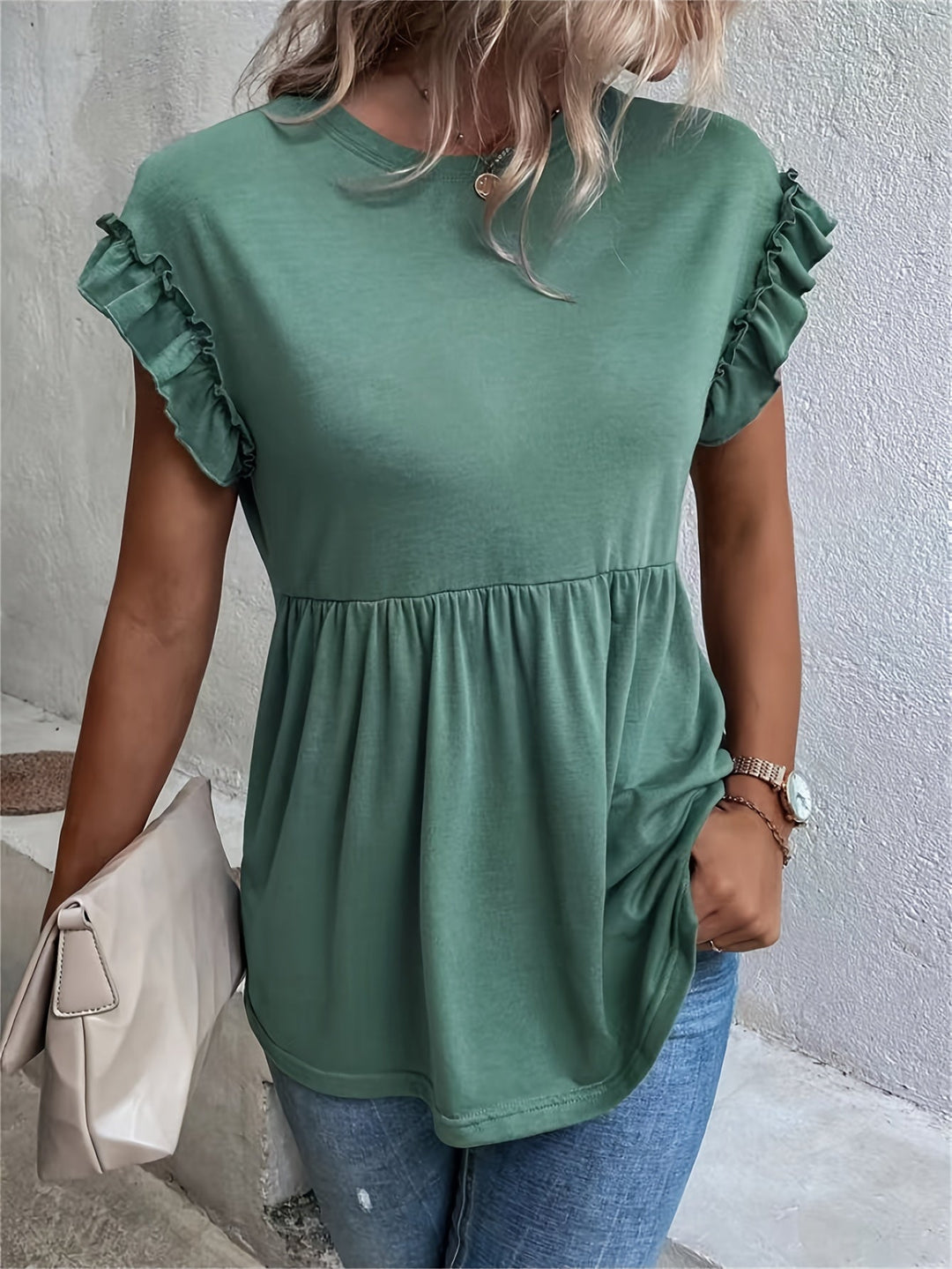 Amira - Blouse ample à manches courtes avec volants