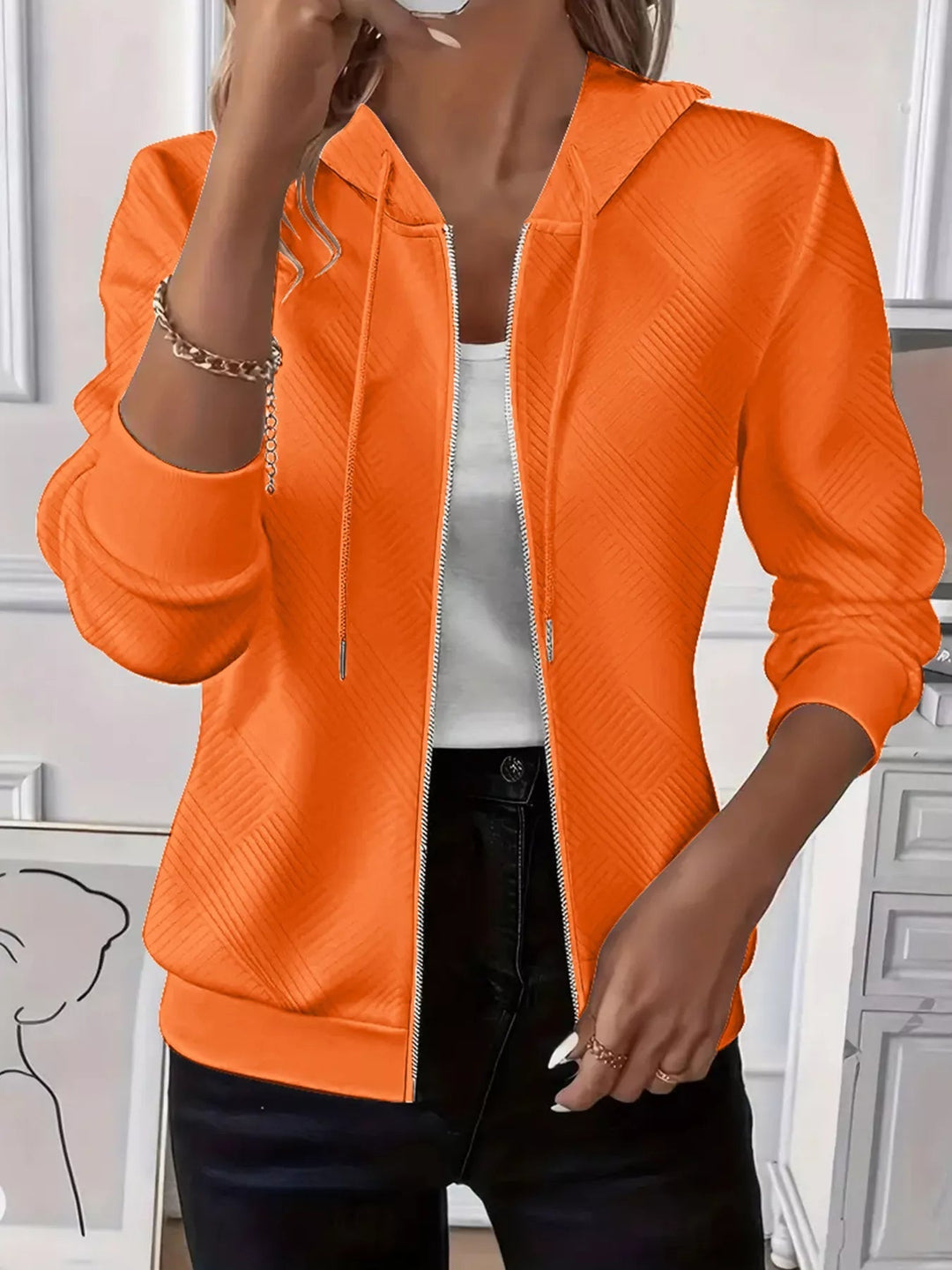 Daira - Cardigan Tricoté Décontracté avec Zip et Capuche Ajustable