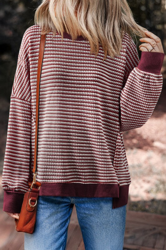 Rosaline - Pull Chaud à Rayures Larges