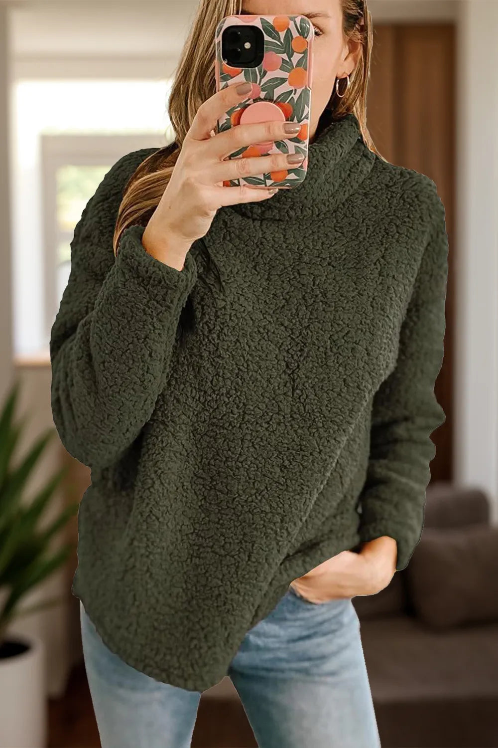Dianna - Pull chaud à col roulé en maille duveteuse