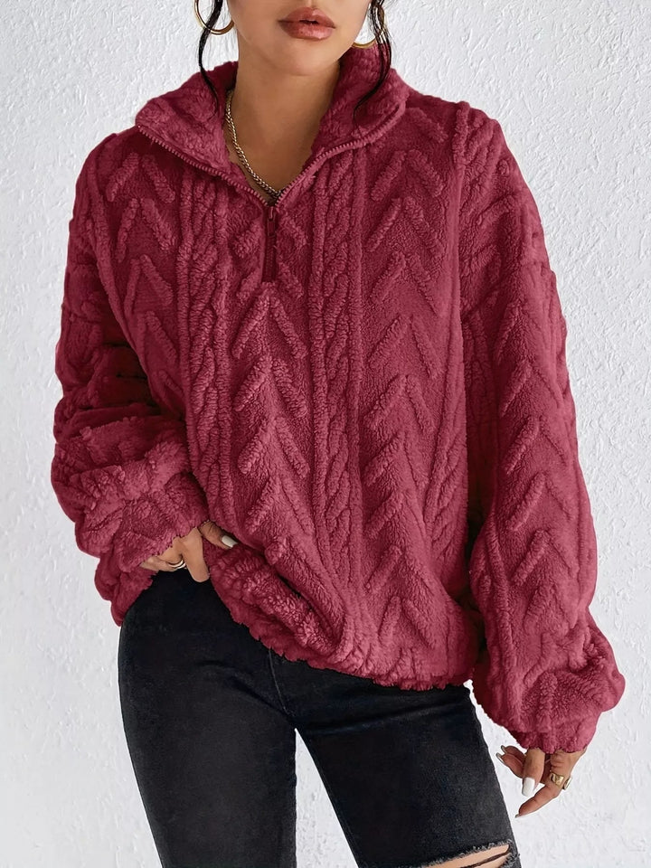 Yasmina - Pull ample, confortable et chaud à quart de zip