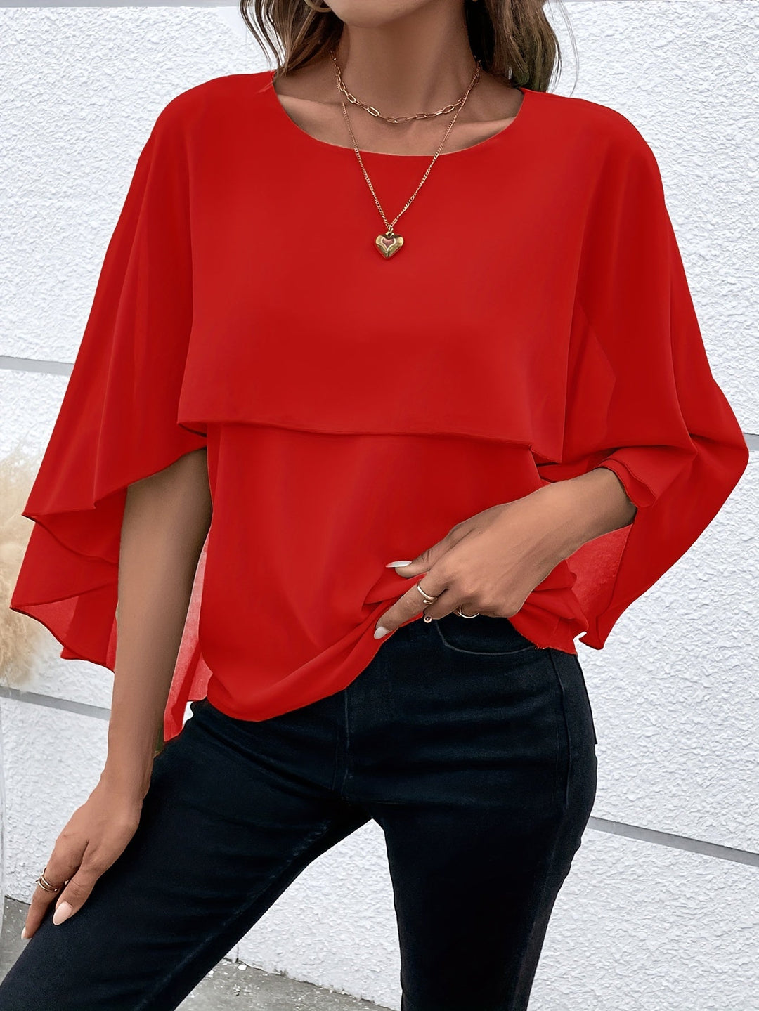 Bella - Blouse élégante en chiffon à manches chauve-souris