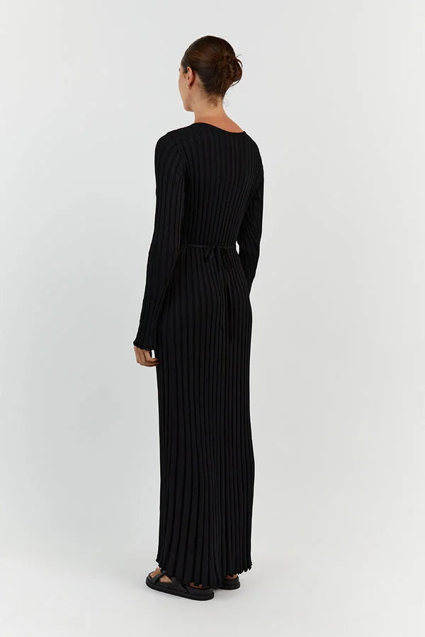 Natalija | Robe midi tricotée col V pour femmes