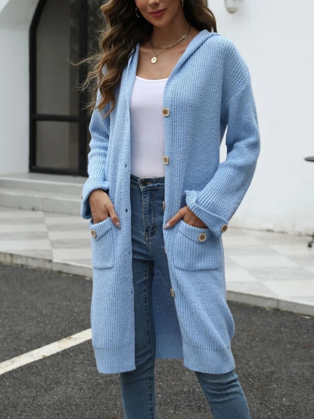 Cherie - Cardigan à capuche ample et élégant à boutons
