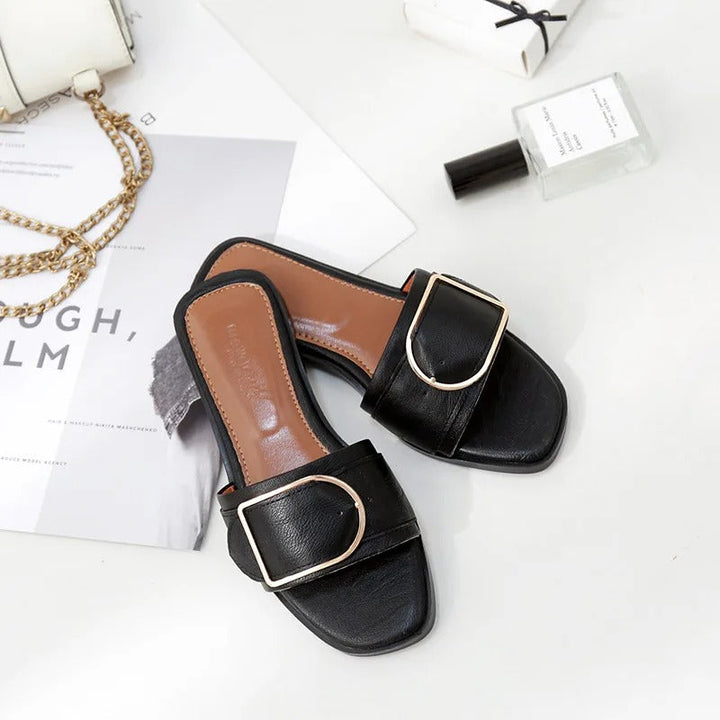 Elsie | Sandales à bout carré en cuir de luxe pour femmes