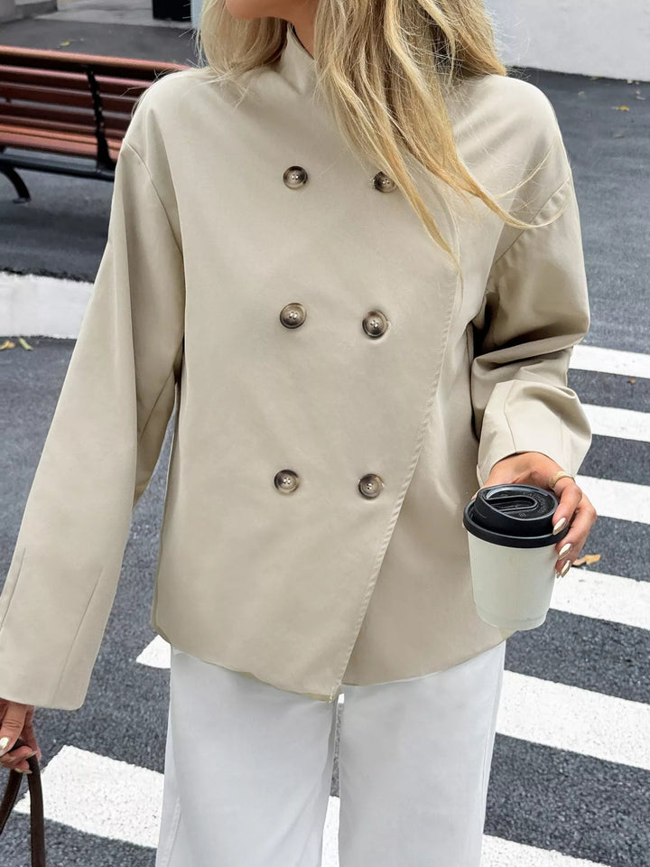 Rhoda - Manteau Élégant Croisé à Manches Longues