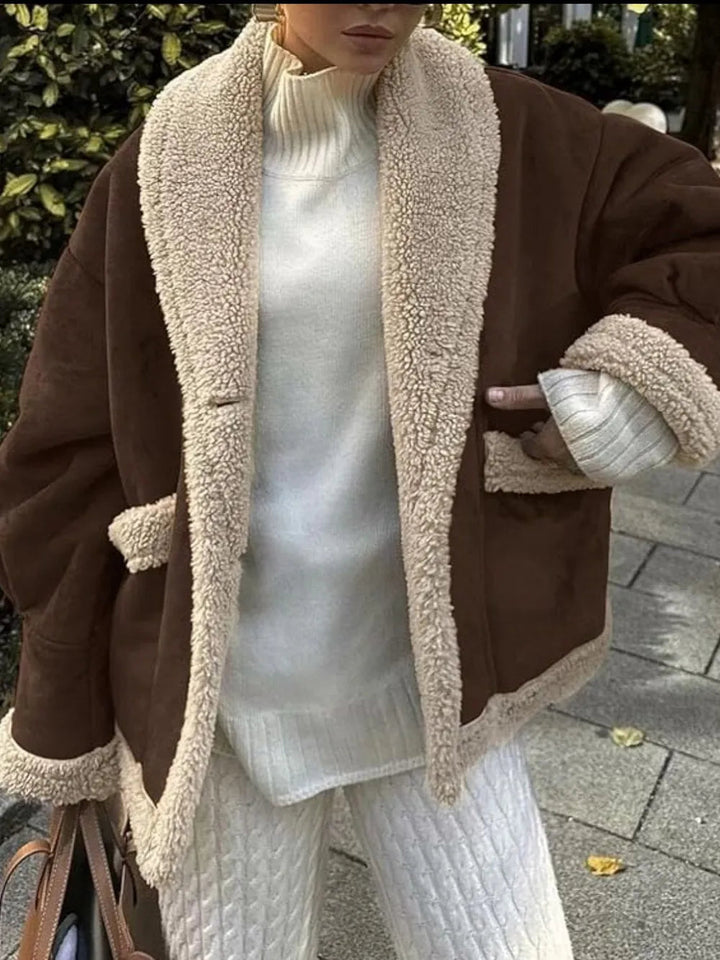 Xamira - Veste élégante à col duveteux et manches longues