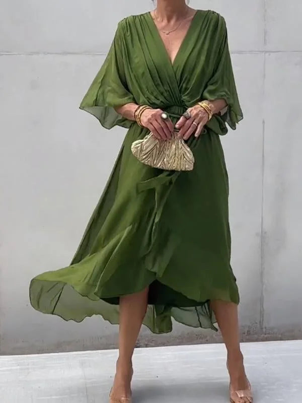 Elisabet | Robe fluide à manches chauve-souris pour femmes