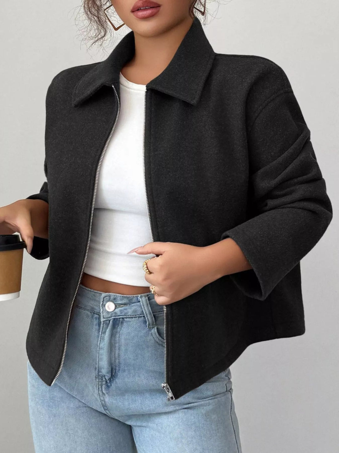 Demi - Veste zippée décontractée et polyvalente à manches longues