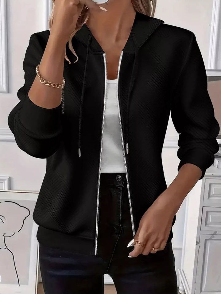 Daira - Cardigan Tricoté Décontracté avec Zip et Capuche Ajustable