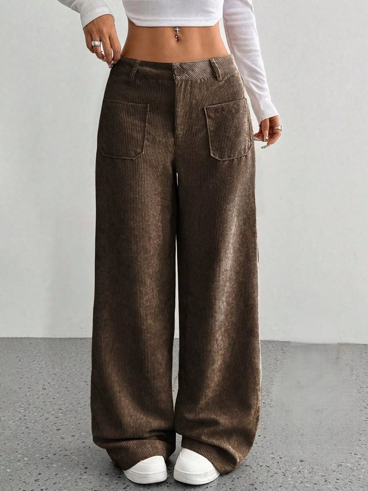 Maisy - Pantalon en velours côtelé à jambes larges élégant