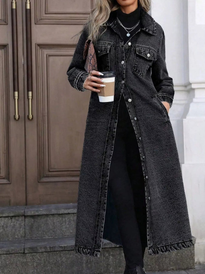 Giuliana - Veste-manteau en denim long à boutons, élégante