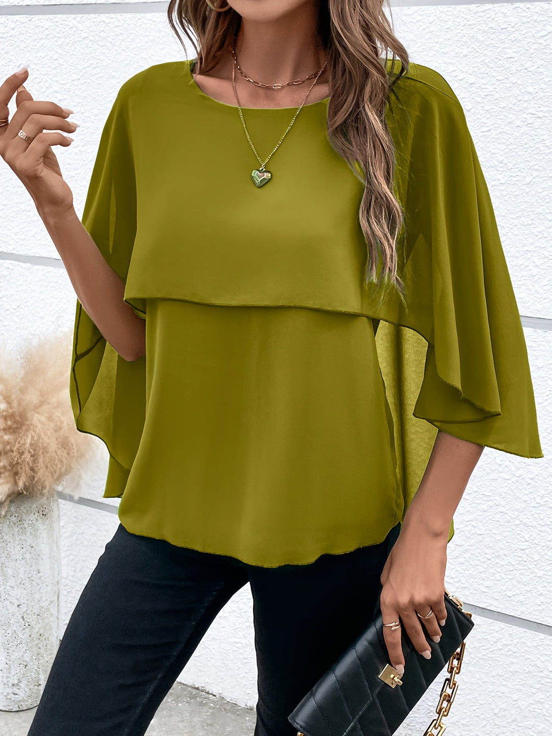 Bella - Blouse élégante en chiffon à manches chauve-souris