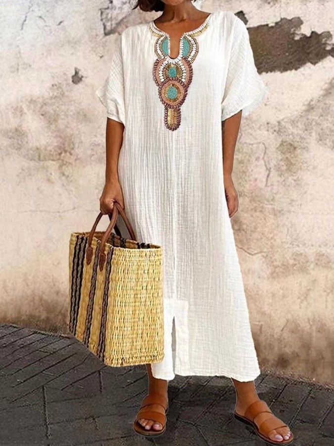 Rizwana | Robe caftan aérienne à l'accent ethnique