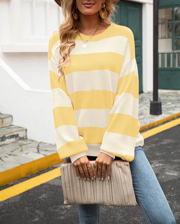 Sofiya - Pull décontracté en maille à rayures