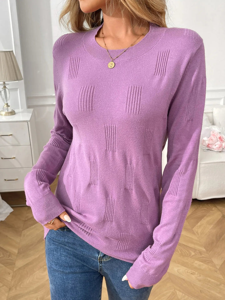 Josiane - Pull décontracté à col rond et manches longues