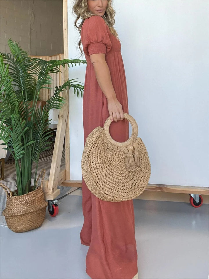 Nadia | Robe de femme avec corsage smocké Bouton