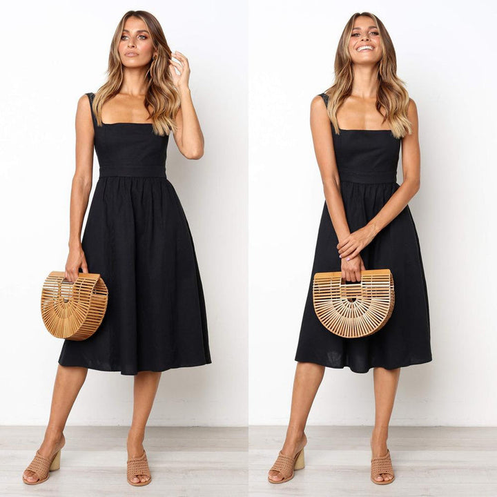 Robe dos nu simple à bretelles pour femmes - Setseg