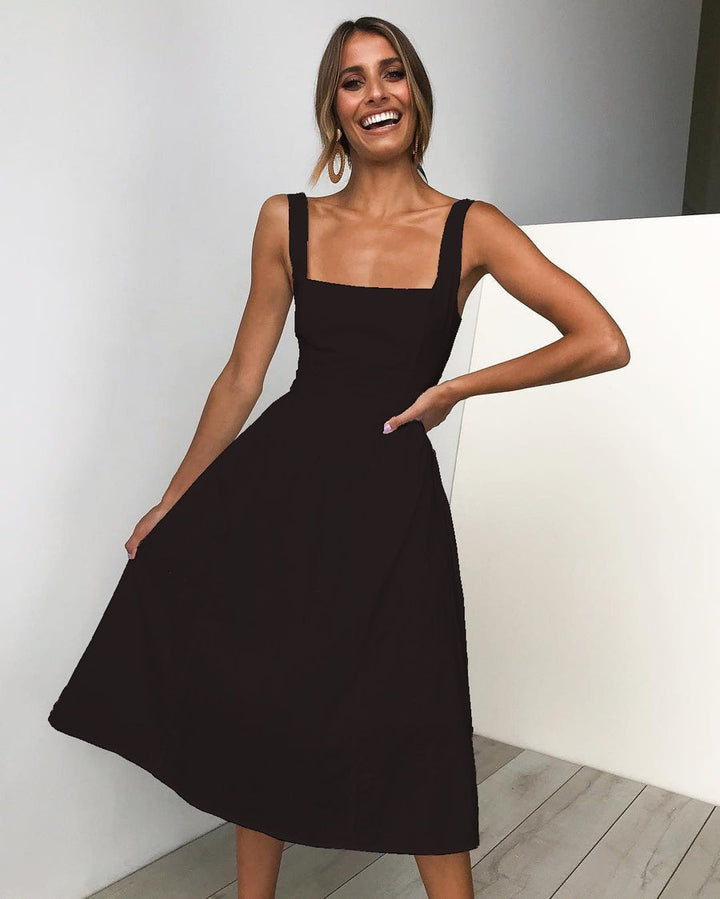 Robe dos nu simple à bretelles pour femmes - Setseg