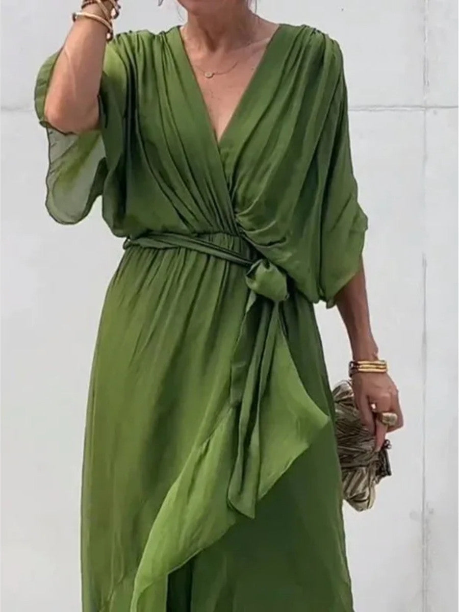Elisabet | Robe fluide à manches chauve-souris pour femmes