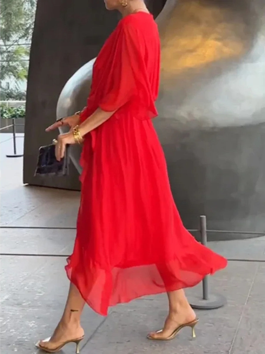 Elisabet | Robe fluide à manches chauve-souris pour femmes