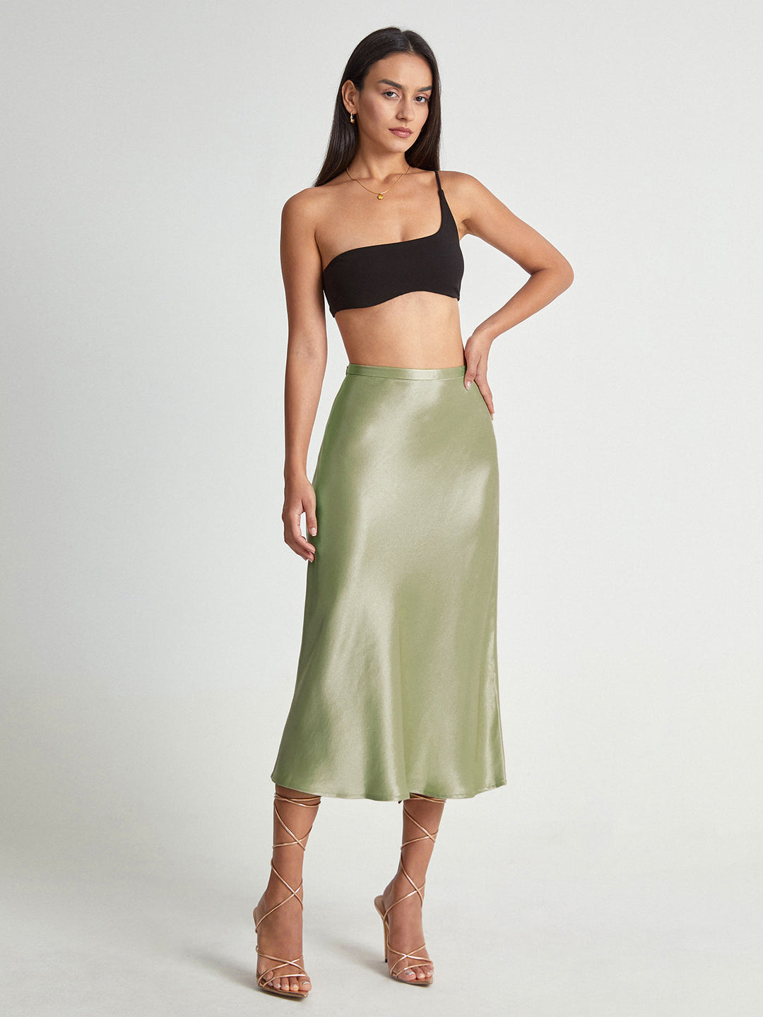 Katia | Jupe midi fluide taille haute pour femmes