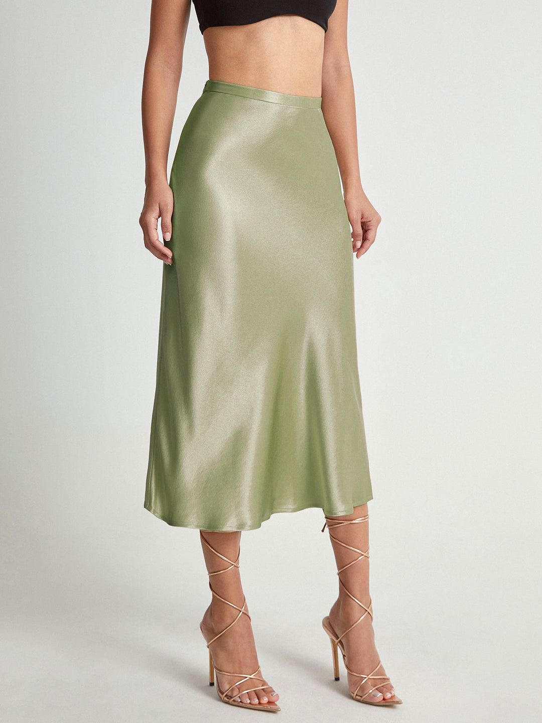Katia | Jupe midi fluide taille haute pour femmes