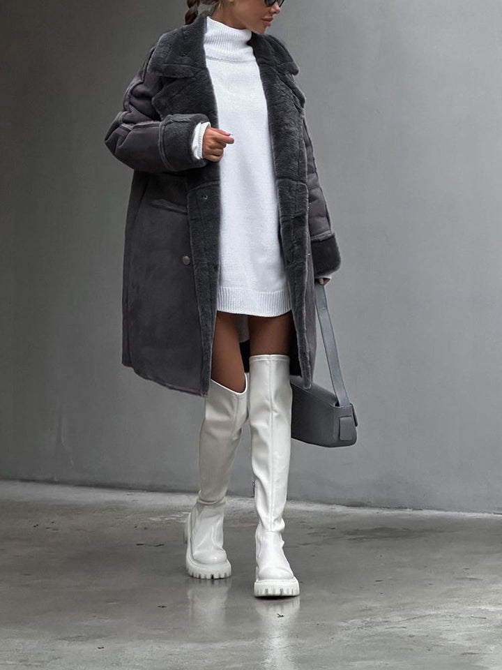 Miriam | Maxi veste en cuir Chamois