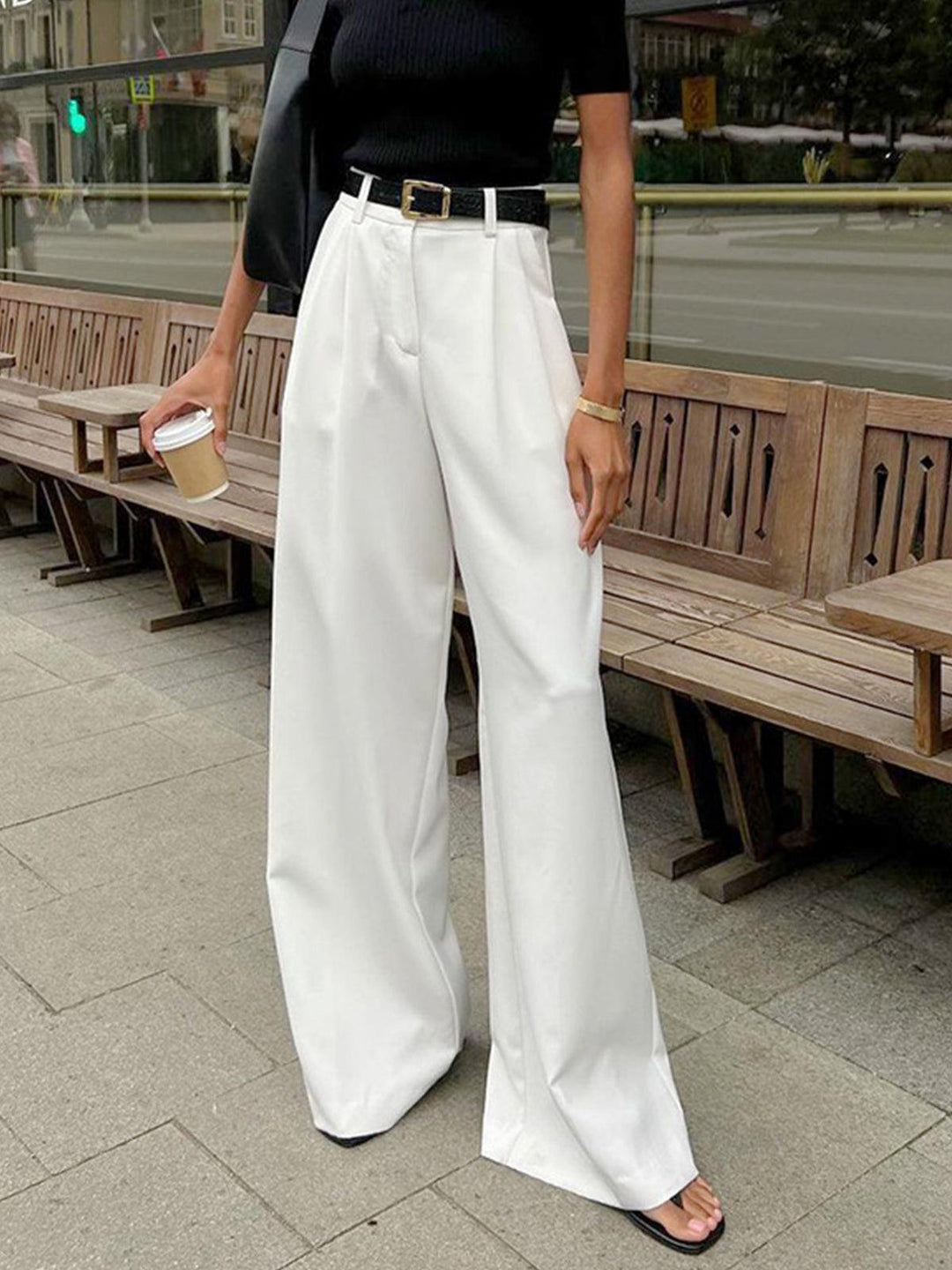 Zasha - Pantalon large plissé élégant