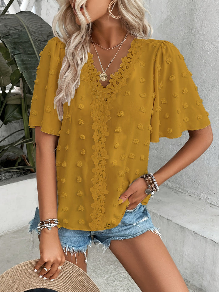 Jennifer - Blouse décontractée stylée à col en V en dentelle