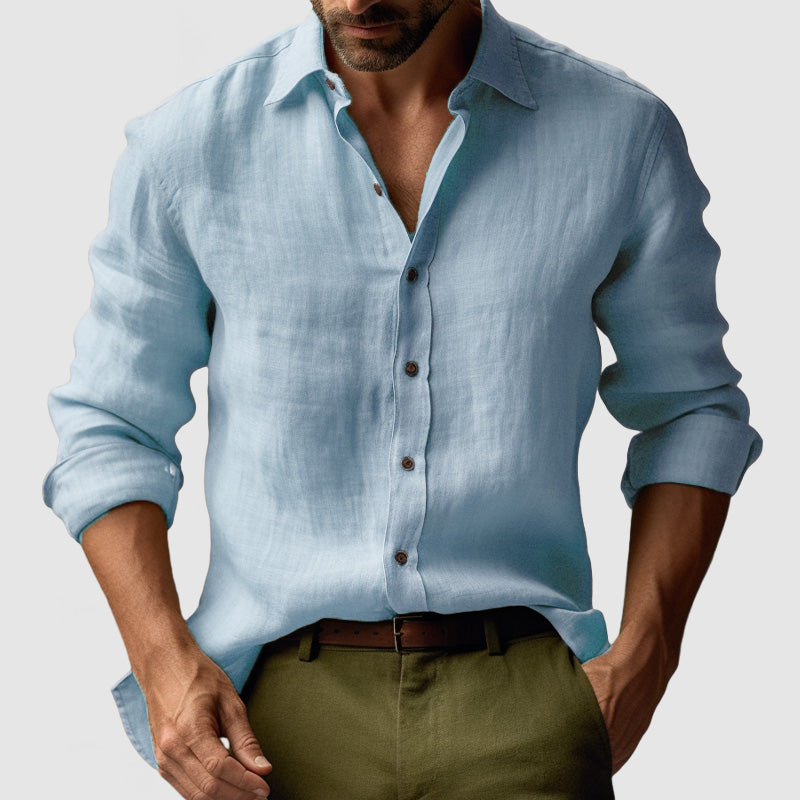Chemise en lin vintage masculin à manches longues 4