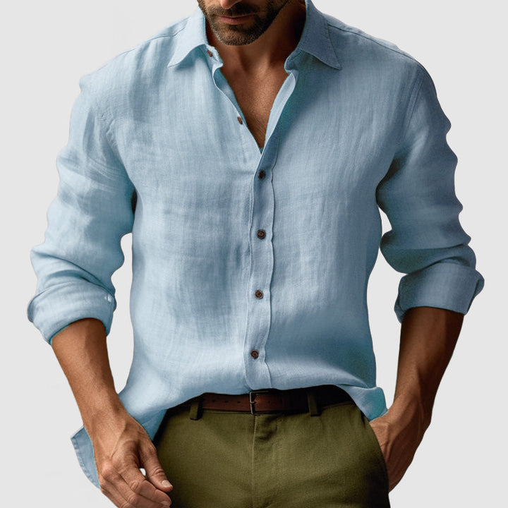 Chemise en lin vintage masculin à manches longues 4